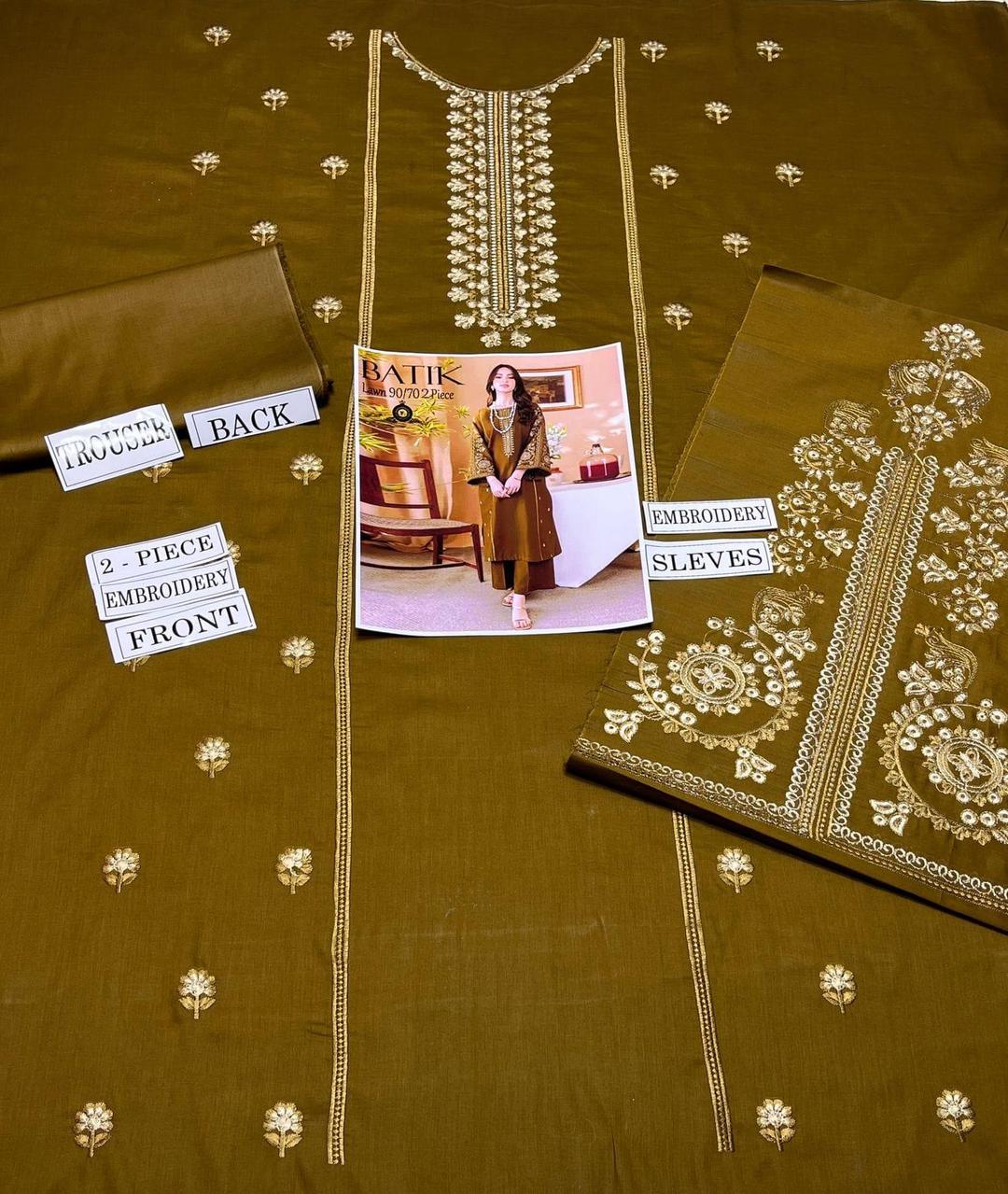 2 Pcs Women's Unstitched Embroidered Suit