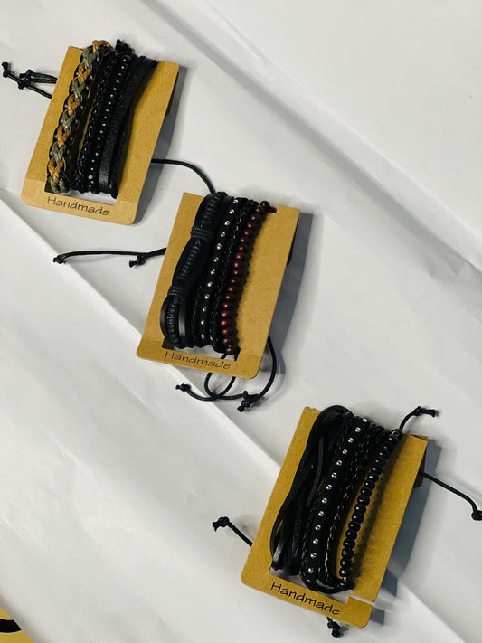 4 PCS set men vintage leather Bracelet