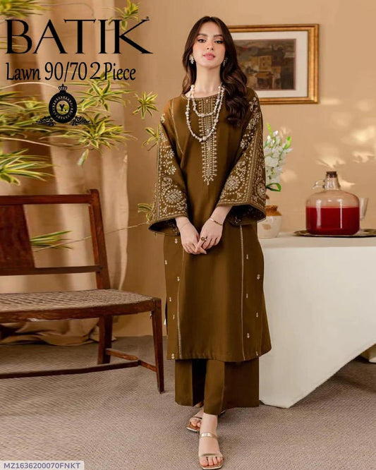 2 Pcs Women's Unstitched Embroidered Suit